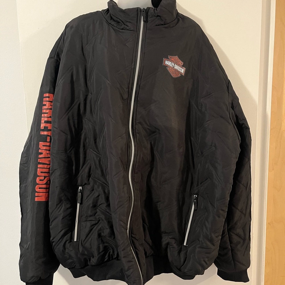 Harley-Davidson Black Puffer Jacket with Red Logo